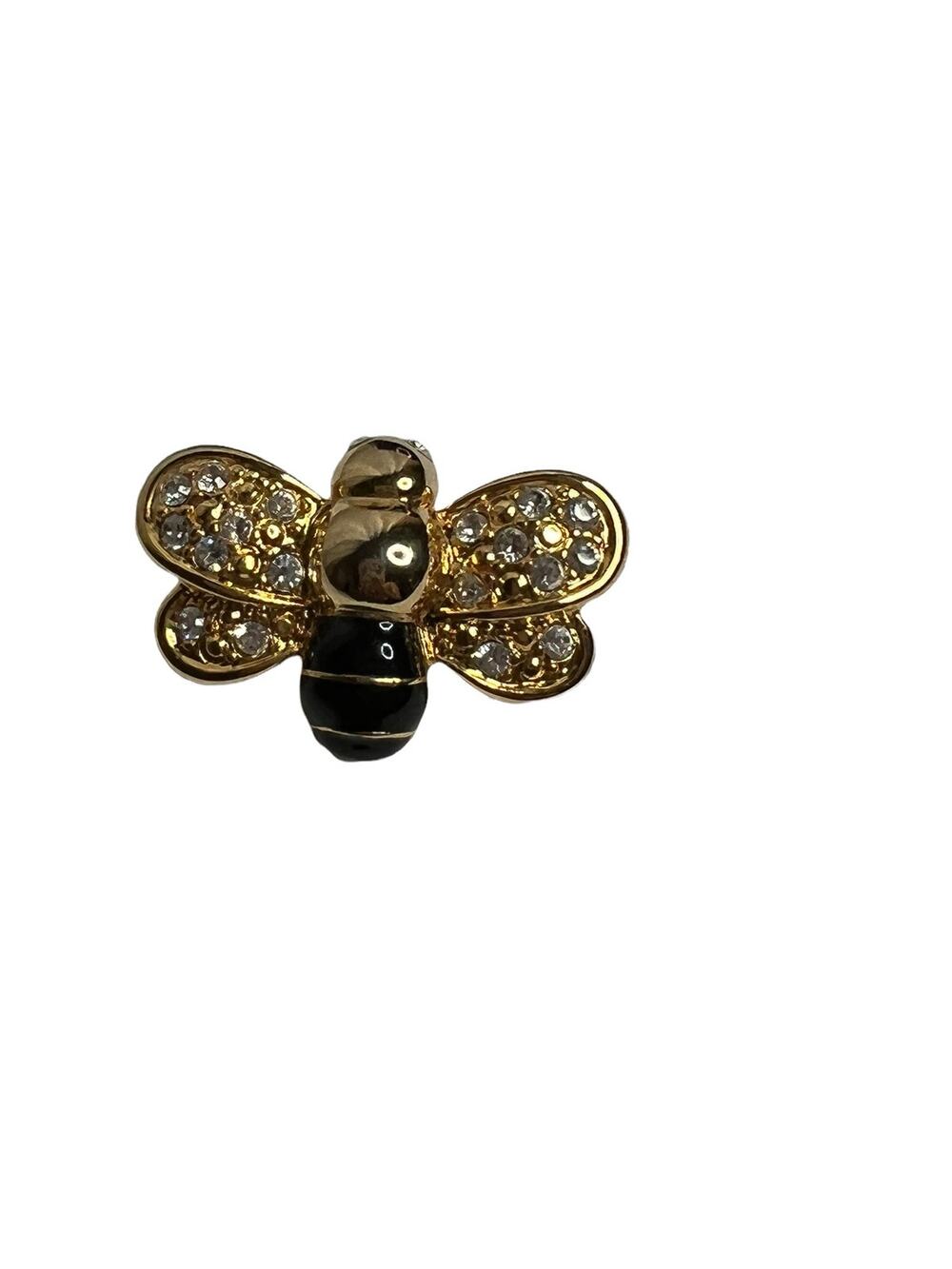 Vintage Bee Brooch Rhinestone Enamel Flying Insect Bug Pin Figural 1.25"